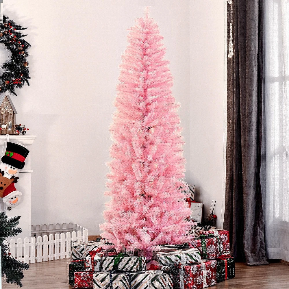 HOMCOM Arbre de Noël artificiel de 1,8 m avec ouverture automatique pour fête à la maison, rose