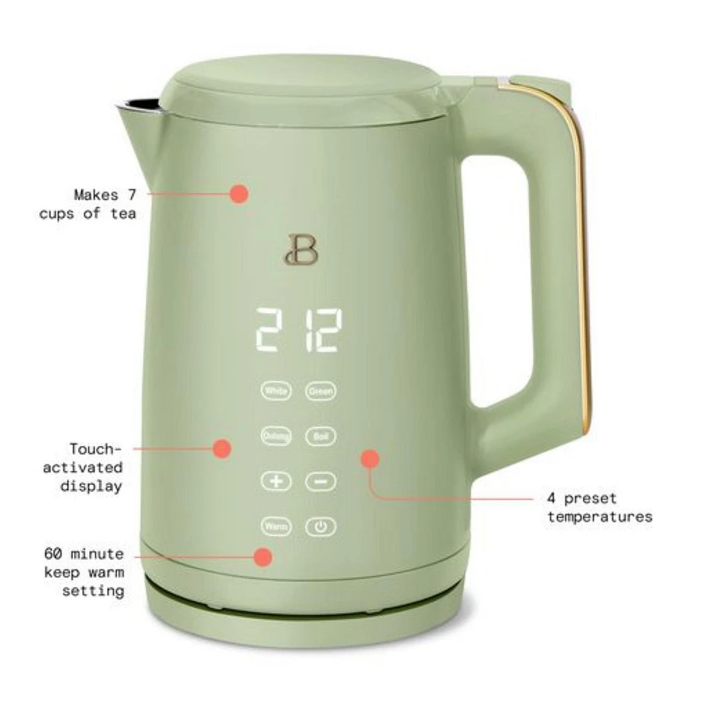 Beautiful 1.7L One-Touch Electric Kettle by Drew Barrymore, 1.7L One Touch Electric Kettle