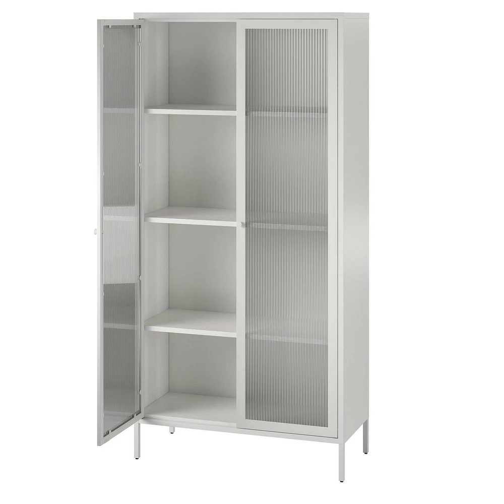 Systembuild Evolution Ashbury Heights Tall 2 Door Storage Cabinet-Fluted Glass Metal Locker, Black