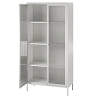 Systembuild Evolution Ashbury Heights Tall 2 Door Storage Cabinet-Fluted Glass Metal Locker, Black