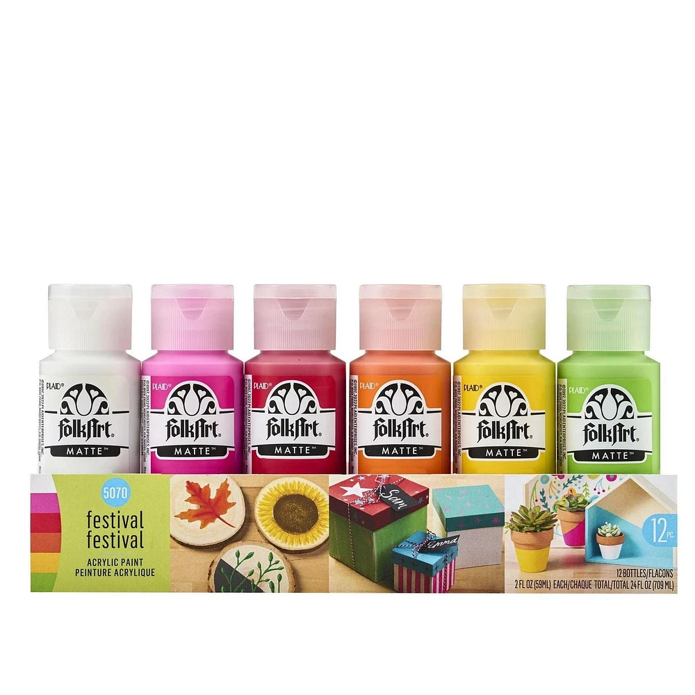 FolkArt Acrylic Paint 12 Piece Set, Festival
