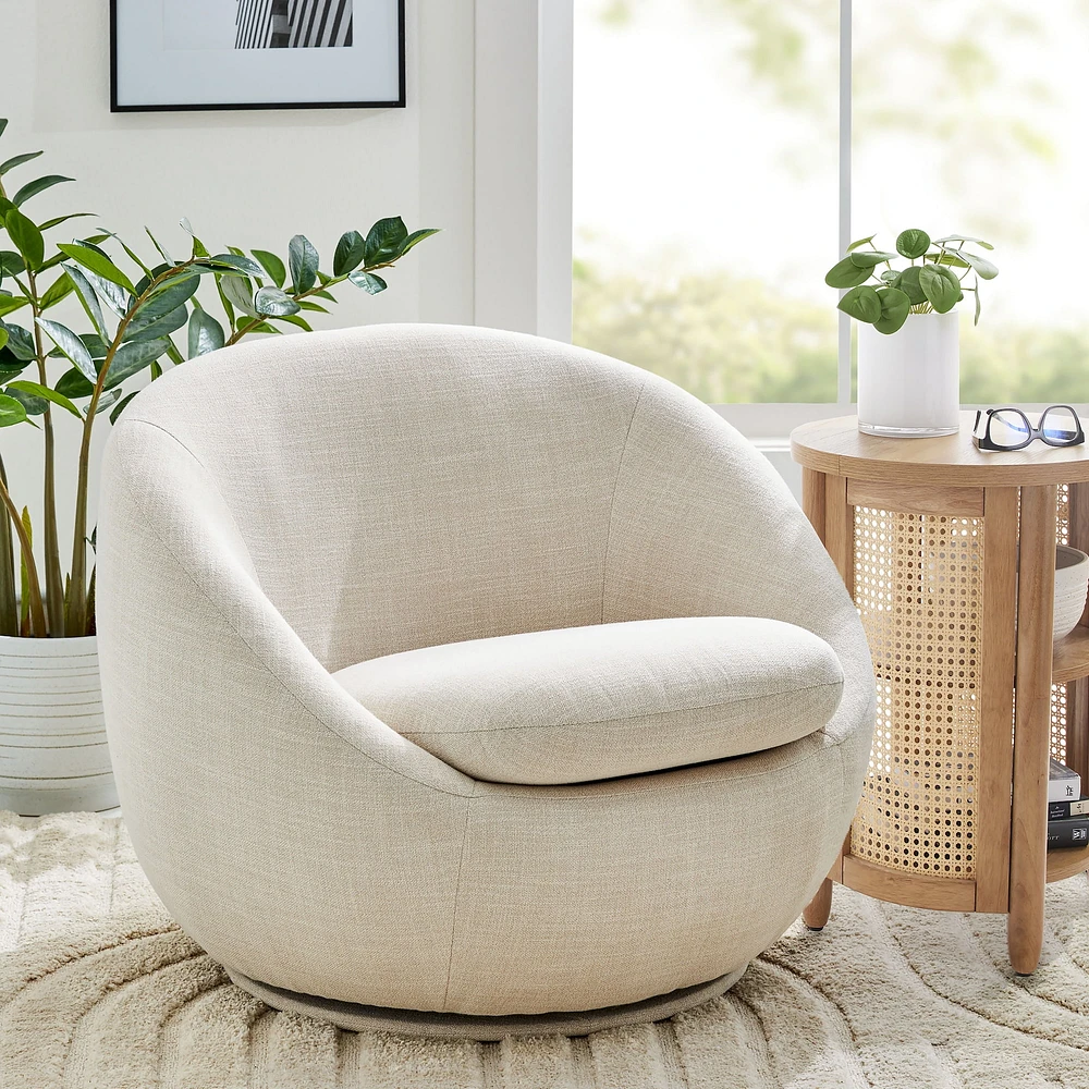 Better Homes & Gardens Mira Swivel Chair, Linen, Better Homes & Gardens Mira Swivel Chair, LinenSoft linen fabric provides lasting comfort360-degree swivel base for easy movement