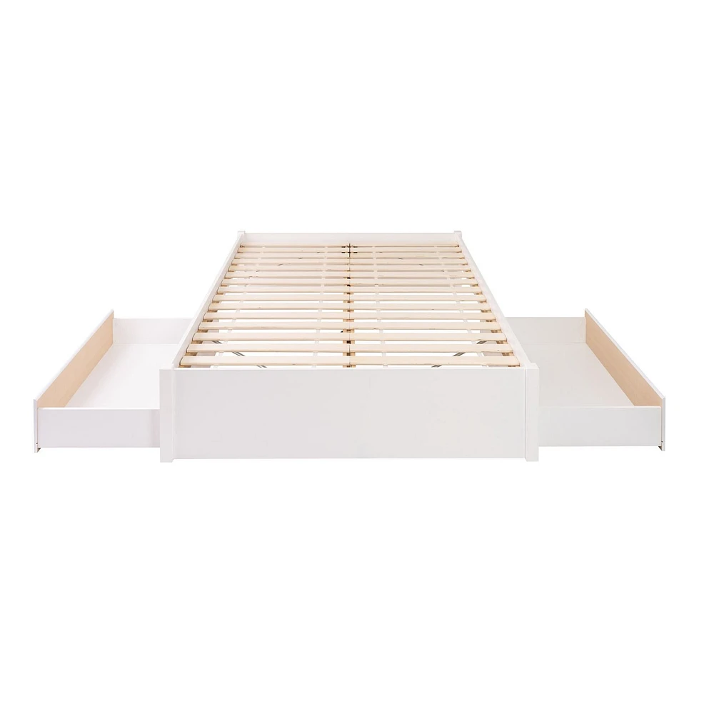 Base de grand lit plateforme avec deux tiroirs