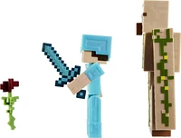 Minecraft  Steve and Iron Golem 3.25-inch Action Figure 2-Packs with 2 Figures and 2 Accessories