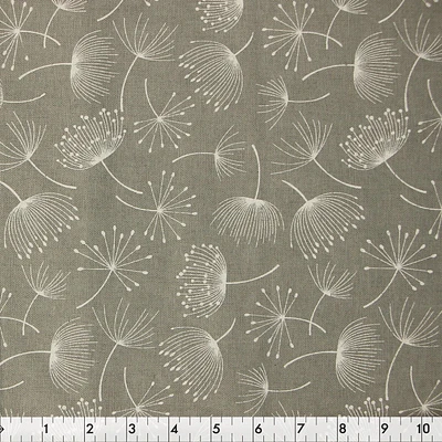 Fabric Creations Grey Dandelions Cotton Fabric by the Metre 107 cm (42")