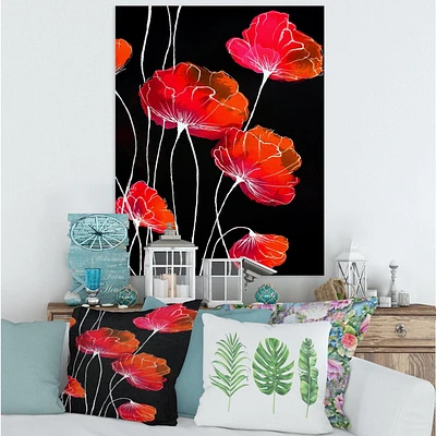 Designart Détail abstrait fleur rouge sur noir II Art mural sur toile