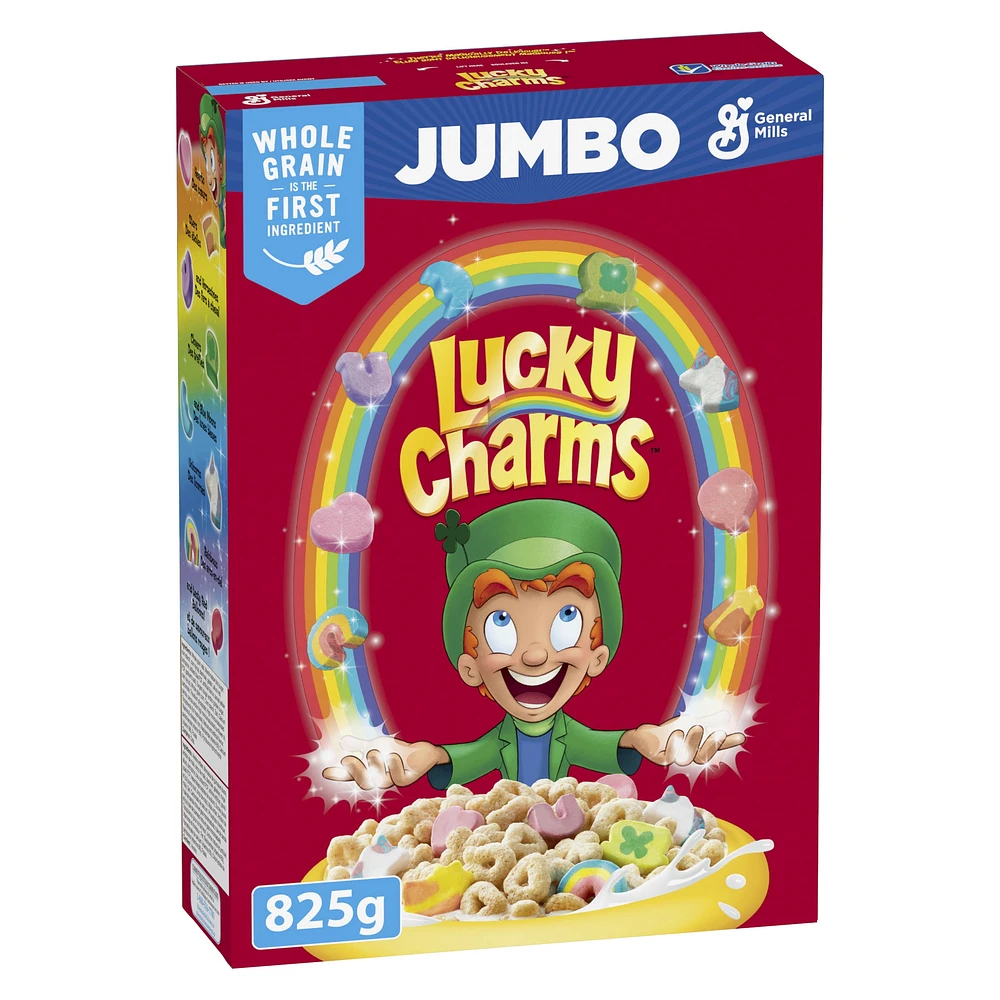Lucky Charms, Céréales de Petit Déjeuner Avec des Guimauves,Grains Entiers, Format Geant, 825 g 825g
