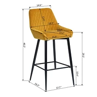 Homylin Ensemble de deux tabourets de bar modernes de hauteur de comptoir, 29", avec sièges rembourrés et dossiers, pieds en métal noir et repose-pieds, parfaits pour le bar à domicile et l'îlot de cu