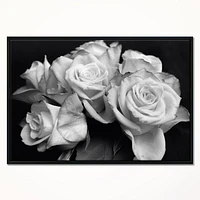 Designart Bouquet de roses noir et blanc ART MURAL À CADRE FLOTTÉ