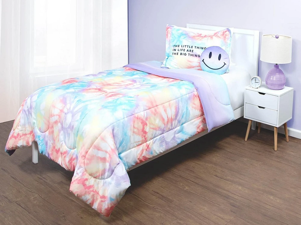 Justice Tie-Dye 3-Piece Twin/Full Reversible Comforter Set with Decorative Pillow