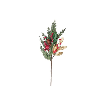 Feuilles Dorées De Noël Avec Baies Et Pignon De Pin - Ensemble De 3