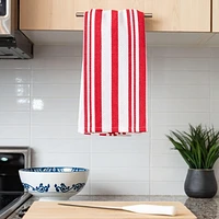 Fabstyles Broadway Stripe Cotton Kitchen Towels, Soft Quick-Drying, and Absorbent Striped Design Multi-Purpose Wash Cloths Dish Scrubber, 28" X 18"