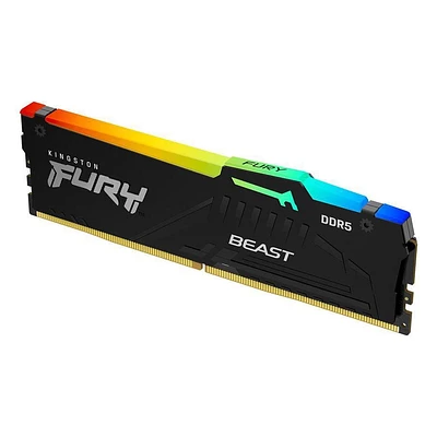 Kingston Fury Beast RGB 32GB 5200MT/s DDR5 CL40 DIMM Desktop Memory Single Module | Intel XMP 3.0 | Infrared Sync Technology | Overclocking Stability | KF552C40BBA-32