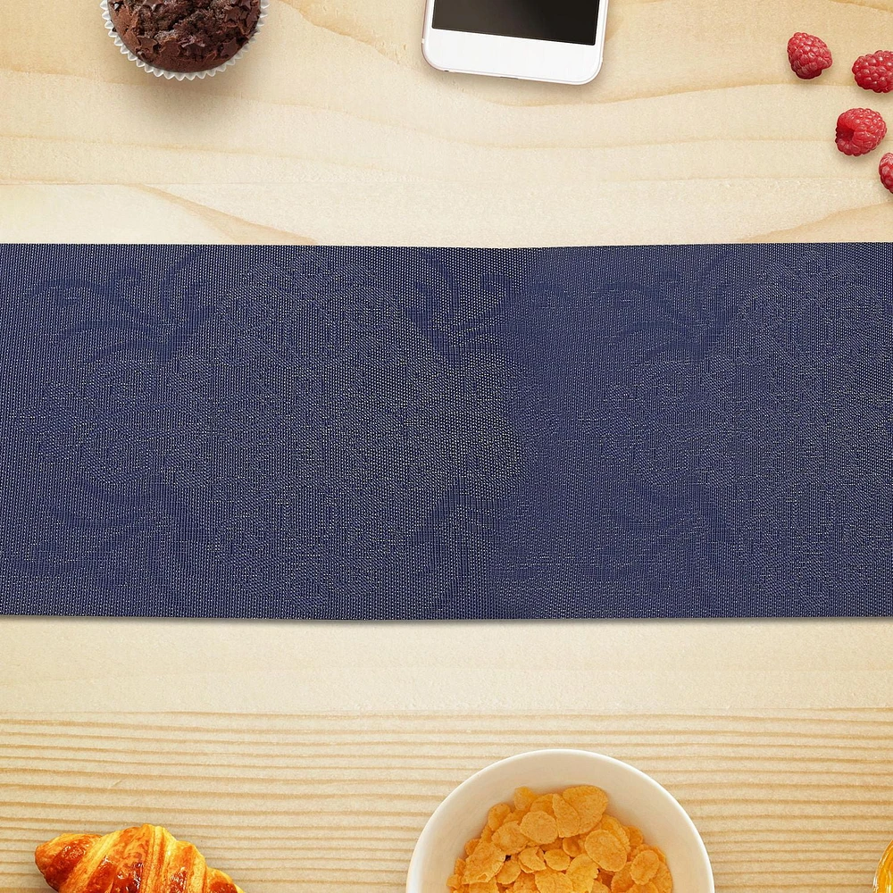 IH Casa Decor Vinyl Table Runner 54" Damask Navy Blue - Ensemble De 2