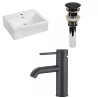 American Imaginations -in. W Wall Mount White Bathroom Vessel Sink Set For 1 Hole Center Faucet AI