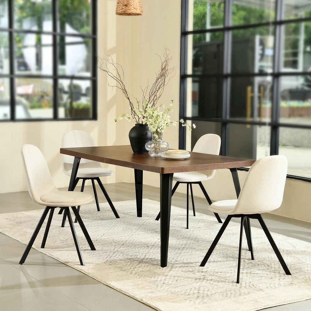 Ensembles de salle à manger Homy Casa - Table de 62.9 pouces et 4 chaises rembourrées pour salle à manger familiale Ensembles de 5 pièces pour 4-6 personnes