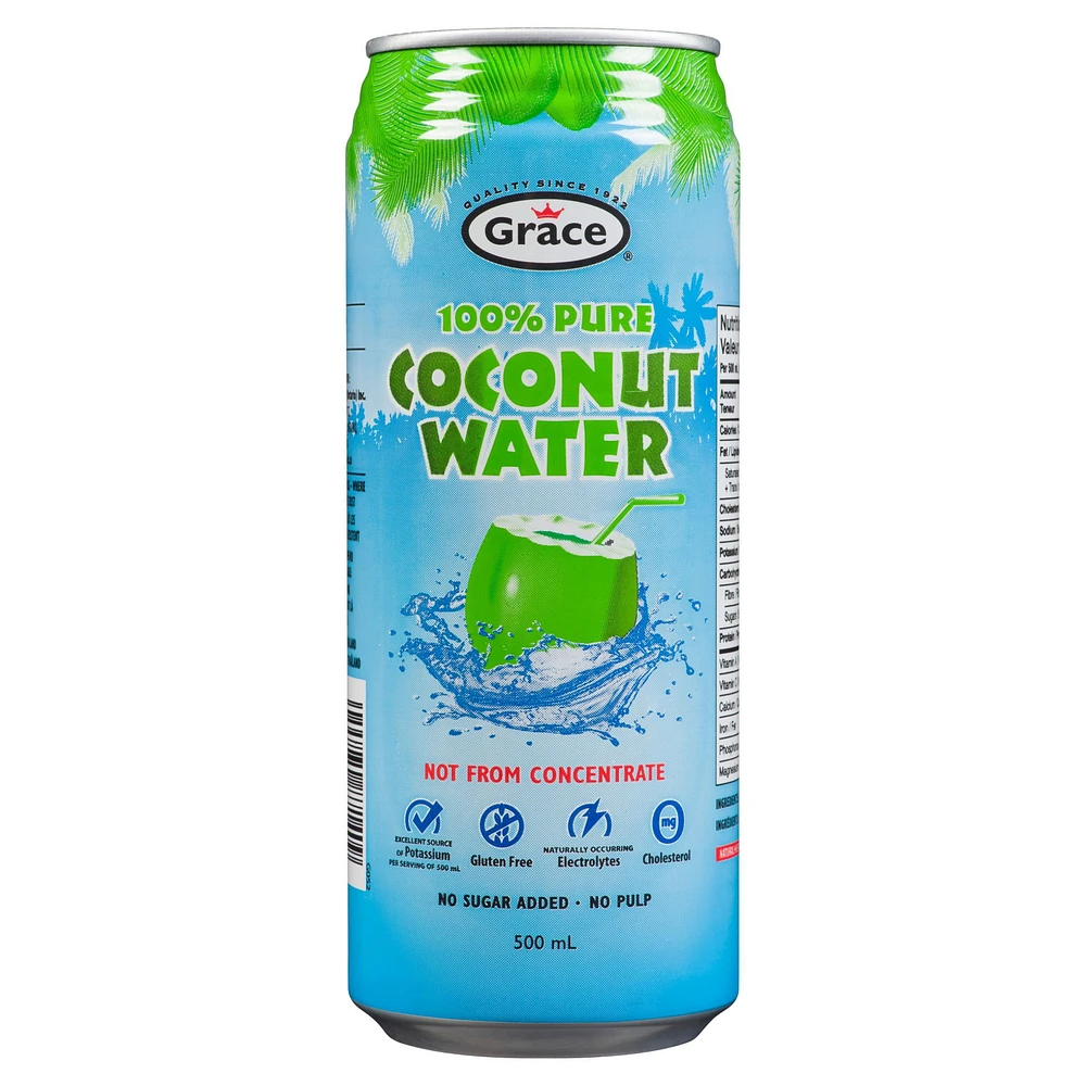 Grace 100% Pure Coconut Water, 500 ml Can, Grace 100% Pure Coconut Water, 500ml Can