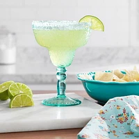The Pioneer Woman, Verre à cocktail Margarita Tritan Ditsy bleu sarcelle 17,7 oz, 1 pièce