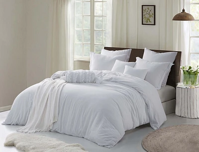 Ensemble de housse de couette en tissu froissé naturel ultra doux - Fermeture éclair