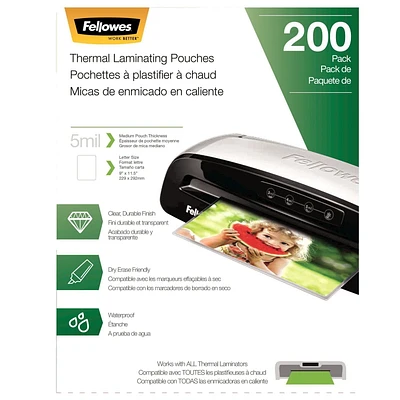 Thermal Laminating Pouches - Letter, 5 mil, 200 pack