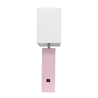 Lampe de table design moderne en cuir élégant avec abat-jour USB et tissu blanc