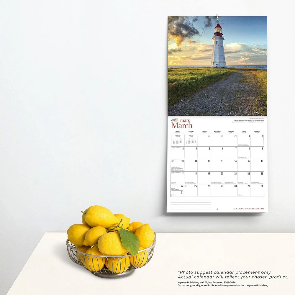 Wyman Publishing Nova Scotia 2024 12x24 Inch Square Wall Calendar, 9781525611582
