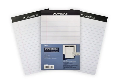 Cambridge® Perforated Pads, Small, white, 5 x 8, 100 Pages, Writing Pad
