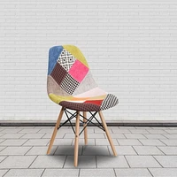 2 pièces Chaise de la série Elon en tissu Milan patchwork avec pattes en bois