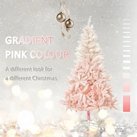 HOMCOM Décoration de maison de vacances d'arbre de Noël artificiel de 6 pieds avec support en métal, ouverture automatique, blanc et rose