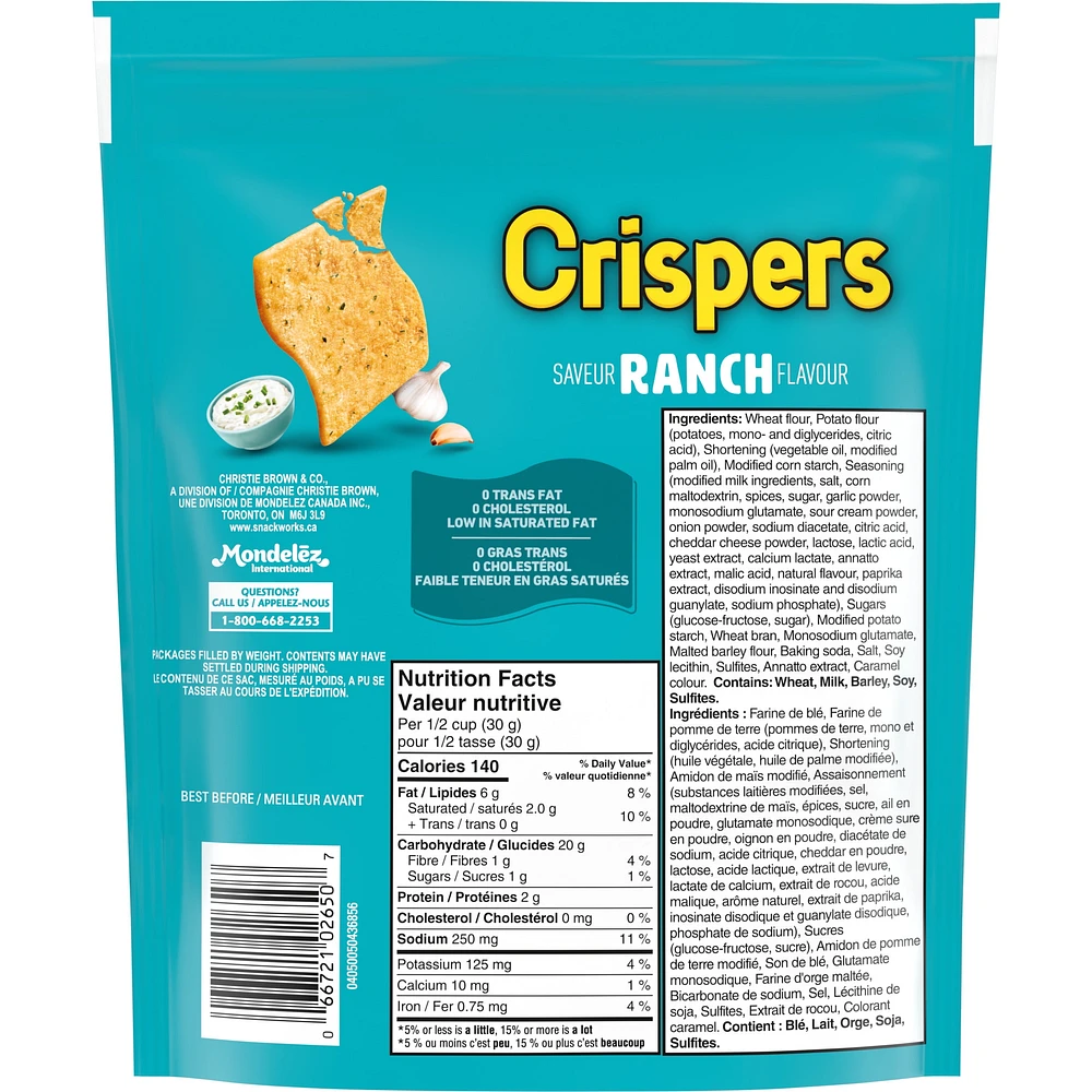 Crispers, Ranch Flavour, Salty Snacks, Is It a Chip or a Cracker, 145 g