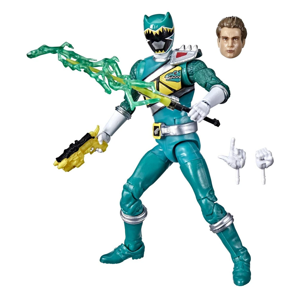 Power Rangers Lightning Collection, Dino Charge Ranger vert, figurine articulée premium de 15 cm de collection avec accessoires, dès 4 ans