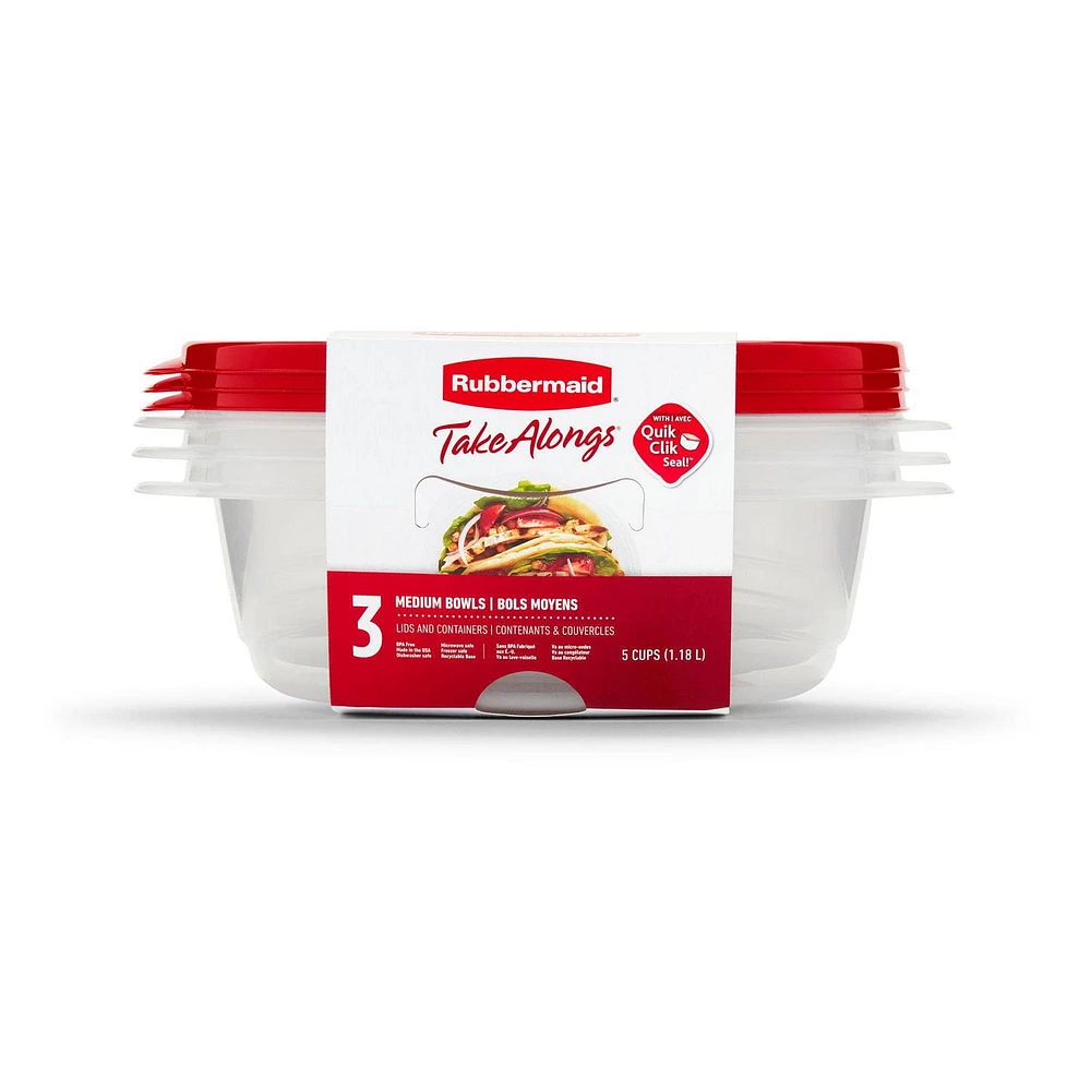 Rubbermaid Takealongs Shallow Bowls, Pack of 3