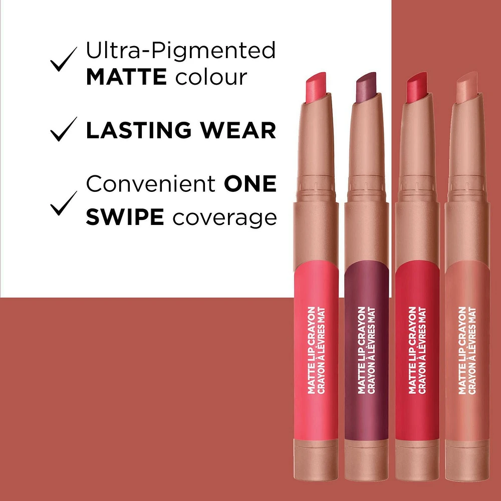 L'Oréal Paris Infallible Crayon à Lèvres Mat, Ultra-Pigmenté, Longue Tenue , Brulée Everyday 508, 3.6  GR