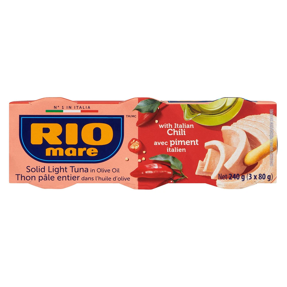 Rio Mare Thon pâle entier dans l'huile d'olive avec Piment Italien