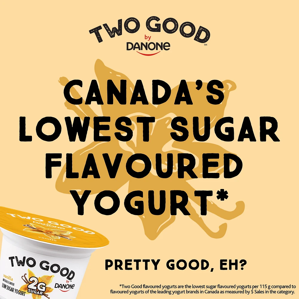 Two Good Low Sugar Yogurt, Vanilla, 8g of Protein, 625 g