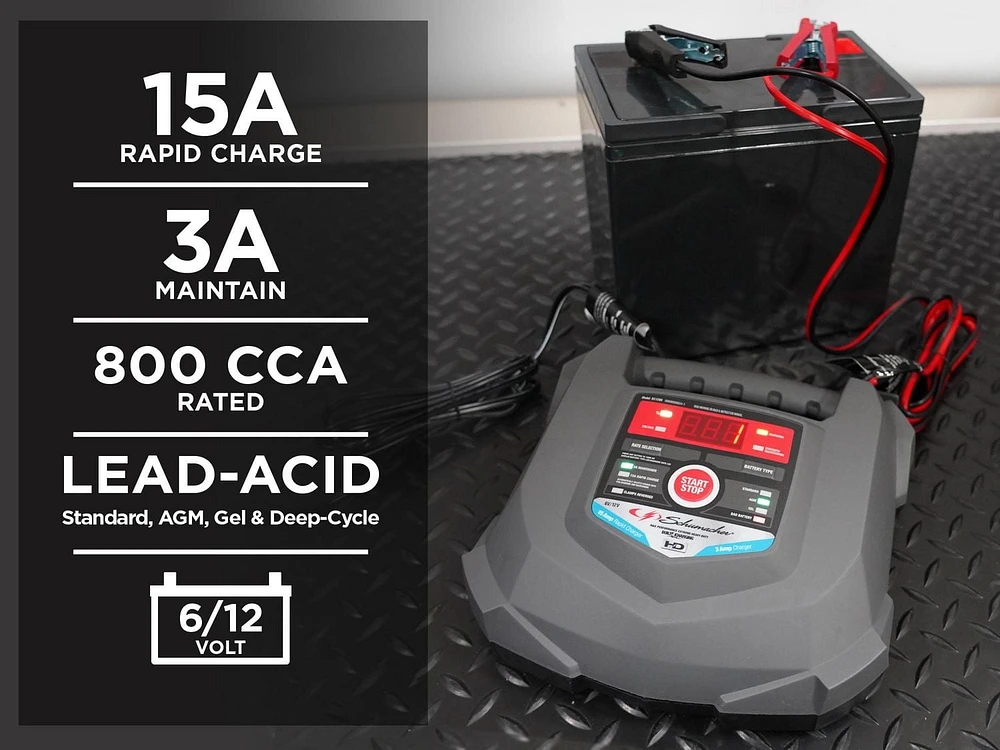 Schumacher Electric SC1280 15-Amp Rapid Charger for Automotive and Marine Batteries