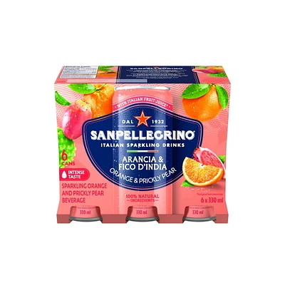 San Pellegrino Naturali Arancia & Fico d'india Sparkling Orange and Prickly Pear Beverage 6 x 330mL, 6 x 330mL