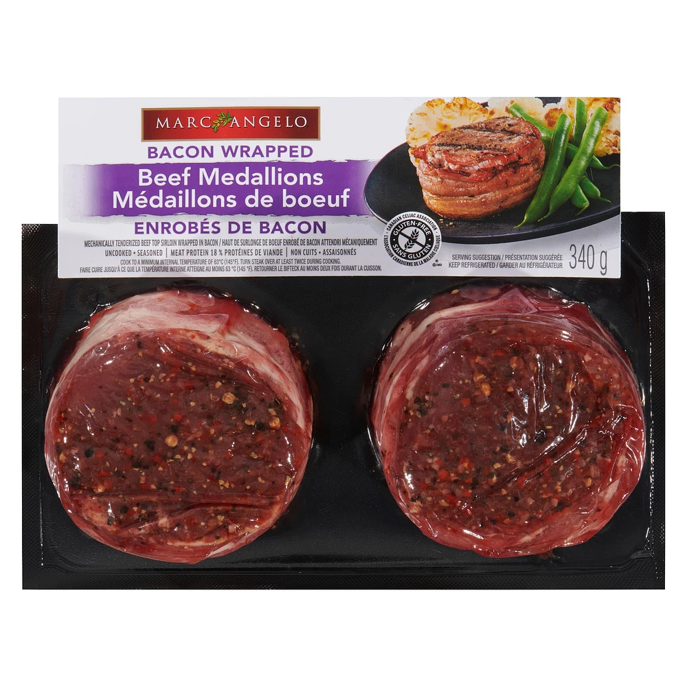 Marcangelo Bacon Wrapped Beef Medallions, 2 medallions, 340 g