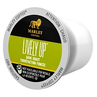 Marley Coffee, Lively Up, Dark Roast, Single Serve K-Cup Compatible Capsules, 12 Count