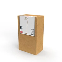 Lampe sur pied de 1,57 m (62 po) de Novogratz x Globe couleur bois avec abat-jour en tissu plissé blanc cassé<br>