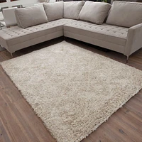 ECARPET Tangier Cream, Grey Shag 5'3" x 7'3"