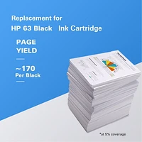 onn. Cartouche d'encre Noire remanufacturée HP 63, (360229723) Noir