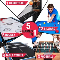 Table de jeu combinée de 48 po, billard, hockey sur slide, baby-foot, tennis de table, basket-ball, table multi-jeux par MD Sports