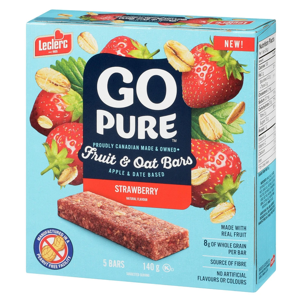 Go Pure Strawberry Fruit & Oat Bars, 5 Bars / 140g
