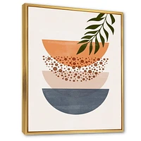 Designart Soleil géométrique abstrait et lune avec feuille III ART MURAL À CADRE FLOTT
