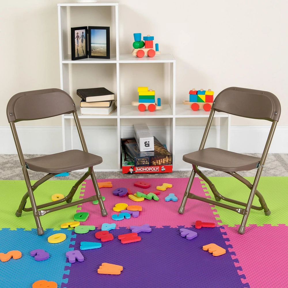 Lot de 2 pièces - Chaise pliante en plastique brun pour enfants