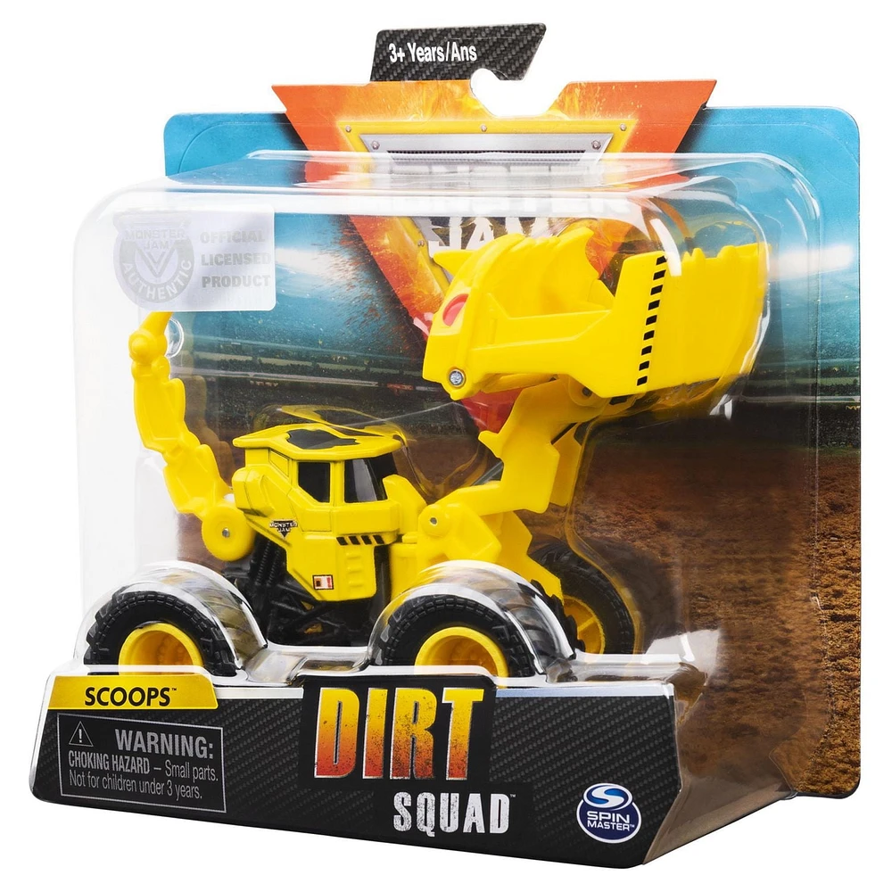 Monster Jam, Official Scoopz Dirt Squad Scooper Monster Truck with Moving Parts, 1:64 Scale Die-Cast Vehicle