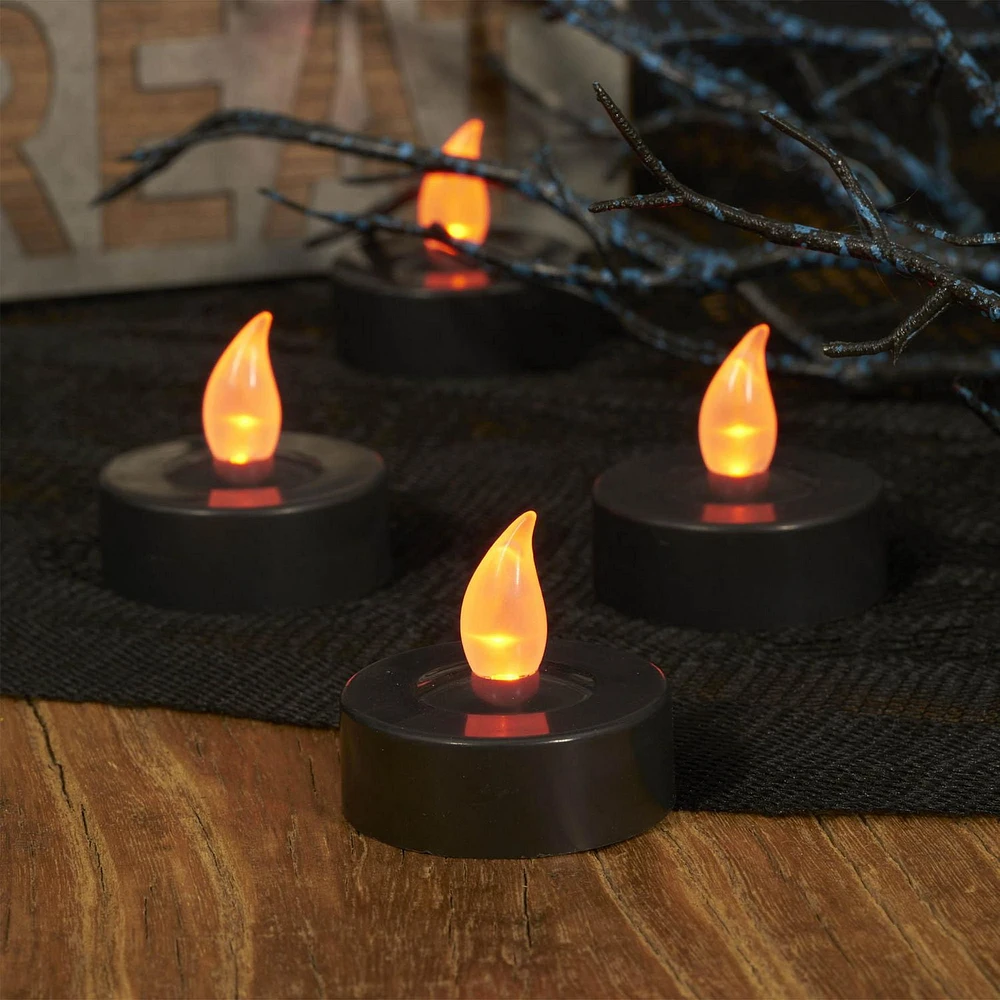 Way to Celebrate 4-Count LED Flickering Tealight Candles, Black