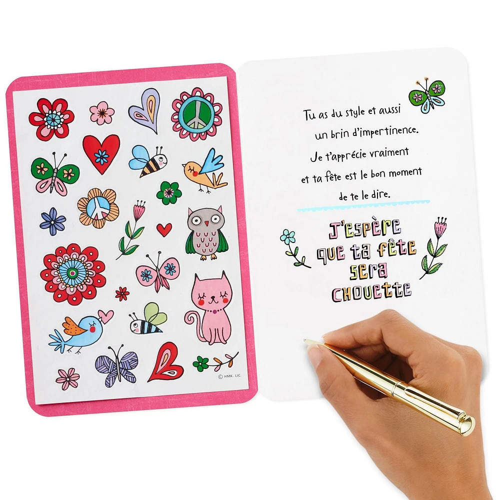 Hallmark Birthday Card for Girls (Doodle Stickers)