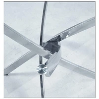 TABLE STAR EN VERRE RONDE avec plateau en verre trempé et acier inoxydable poli en chrome